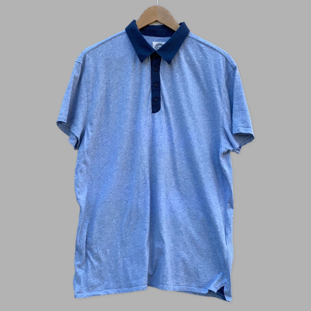 Blue W.R.K. jersey style collar shirt