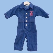 Load image into Gallery viewer, Denim baby onesie
