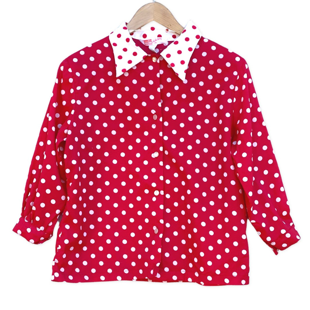 1960's Laura Mae red polka dot blouse