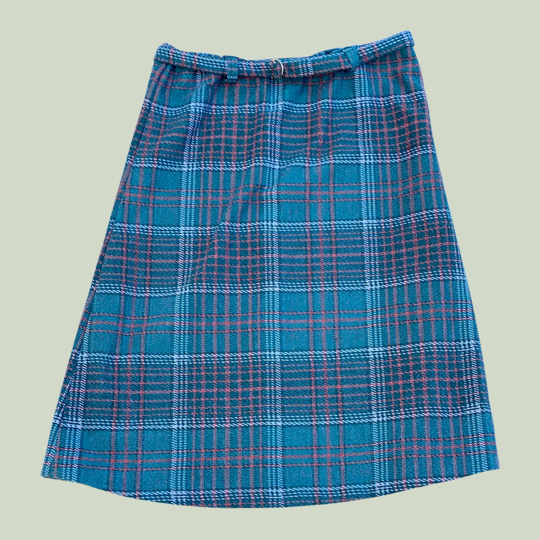 1960's Teal plaid skirt